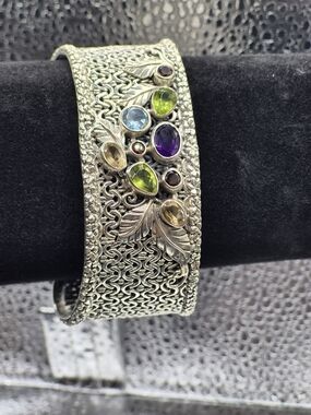 Bali Legacy Genuine Multi Gemstone Garden Of Bali Borobudur Cuff Bracelet